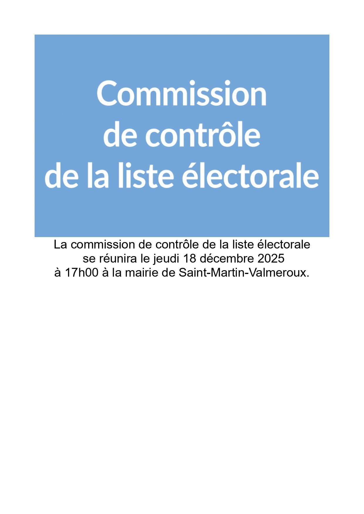 Réunion comission de contrôle